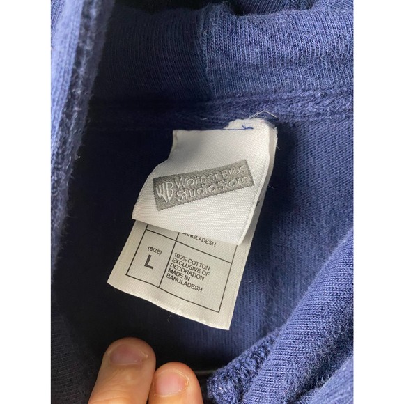 Y2K Warner Bros Studio Looney Tunes Embroidered Hoodie L - Picture 4 of 6